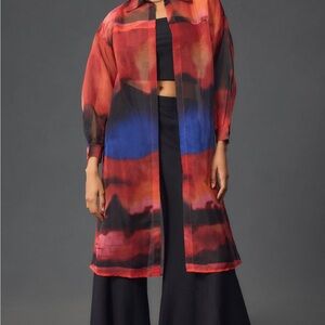 NWT ANTHROPOLOGIE By Anthro Sheer Printed Kimono One Size NEW